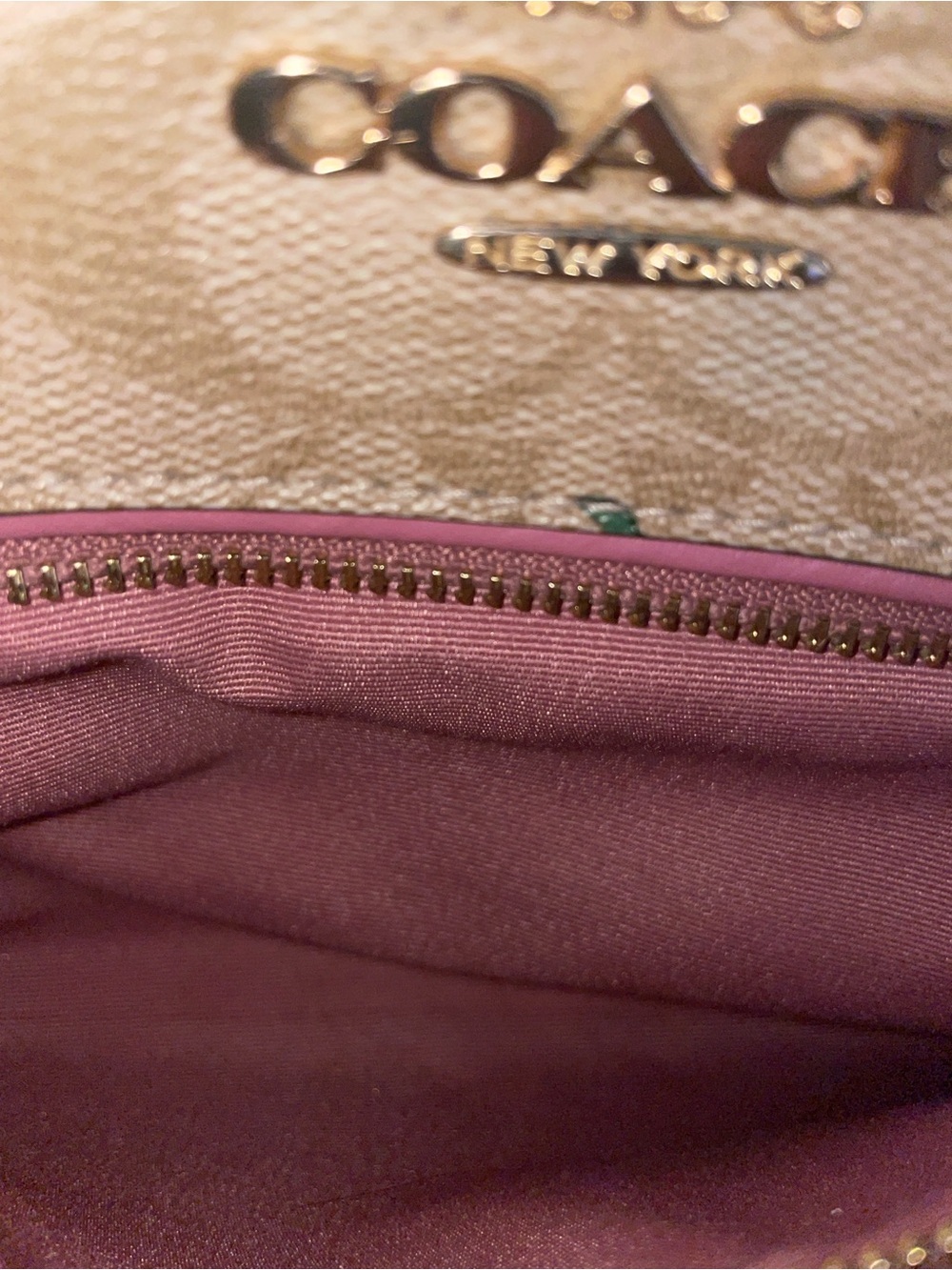 Coach Beige Signature Floral Dome Satchel with Pink Trim - Picture 10 of 13